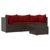 vidaXL 4 Piece Patio Lounge Set with Cushions Brown Poly Rattan - 3 of 4