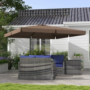 Okak 10 Ft Cantilever Patio Umbrella,Square Offset Umbrella for Patio,Garden,Pool&Backyard,Hanging Umbrella Outdoor with Crank,Cross Base,Brown - 1 of 4