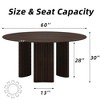 PexFix 60" Modern Round Dining Table with Striped Column Legs Solid Wood Kitchen Table Anti-Scratch Footpads for Dining Room & Kitchen Bar in Walnut - 4 of 4