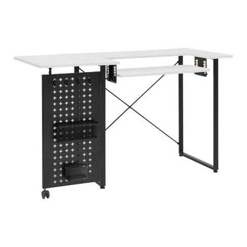 Comet Plus Sewing/office Table With Fold Down Top, Height Adjustable  Platform And Bottom Storage Shelf Black/white - Sew Ready : Target