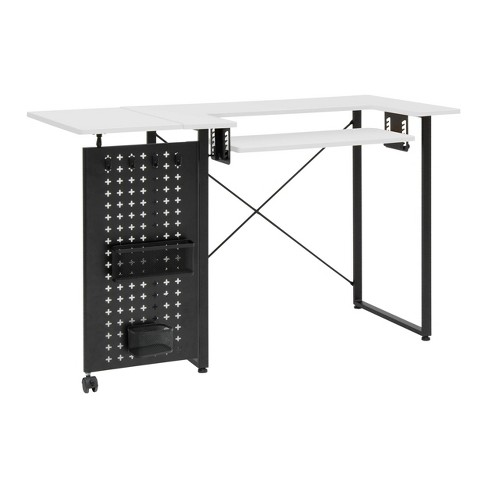 Best Choice Products Large Portable Multipurpose Folding Sewing Table w/ Magnetic Doors, Craft Storage - White