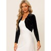 INSPIRE CHIC Women's Cocktail Party Open Front Long Sleeve Cropped Velvet Shrug Cardigan - 3 of 4