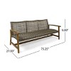 3-Person Outdoor Wicker Woven Patio Sofa,Lounge Sofa with Slatted Acacia Wood Arms,Modern Wooden Sofa for Deck or Backyard-Coolbibila - 4 of 4