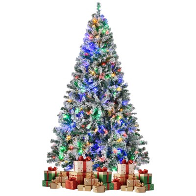 SUGIFT 7.5FT Snow-Flocked Artificial Christmas Tree with 350 LED Lights, 1450 Branch Tips, Full Pre-Lit Xmas Tree for Home, Office & Holiday Décor