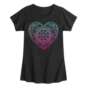 Girls' - Instant Message - Decorative Gradient Heart Fitted Short Sleeve Graphic T-Shirt - 1 of 4