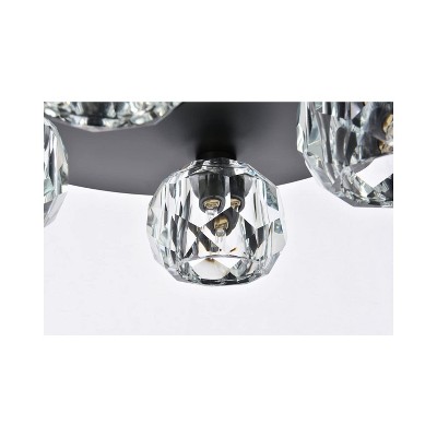 Modern Black Iron Ceiling Lamp with Clear Crystal Shades
