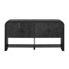 Versatile Console Table with Woven Wood Slats & Solid Wood Veneer, Entryway, Hallway, Living Room, Foyer, Corridor - 3 of 4