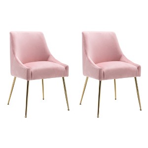 WestinTrends Upholstered Performance Velvet Accent Chair With Metal Leg (Set of 2) - 1 of 4