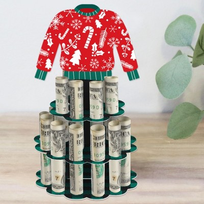 Big Dot of Happiness Christmas Pajamas - DIY Holiday Plaid PJ Party Money Holder Gift - Cash Cake