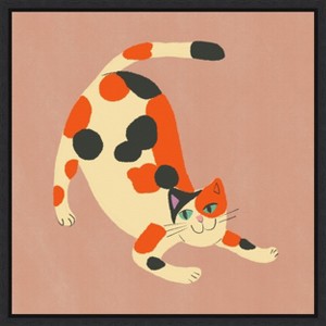 Amanti Art Playful Calico Cat by Little Dean Framed Canvas Wall Art - 1 of 4