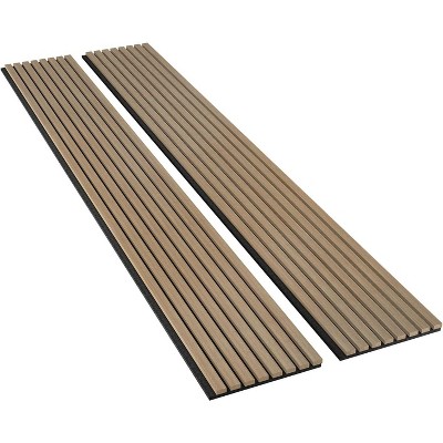 Vipbear Wood Slat Wall Panels, Solid Wooden Panels, 2 Pack 93.5" x 12.6" Soundproof Wall Panels, 3D Textured Acoustic Fluted Panels