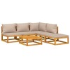vidaXL Patio Furniture Set 6 Piece Sectional Sofa with Taupe Cushions - Solid Acacia Wood for Garden, Outdoor Lounge, and Patio - 3 of 4