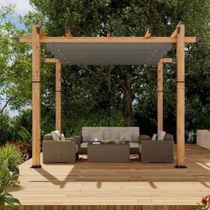 GustoWave Patio 10x10 Ft Wood-Grain Post Pergola Gazebo for Backyard Garden Porch - 1 of 4