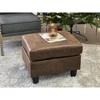 TiramisuBest Dark Brown Faux Leather Ottoman