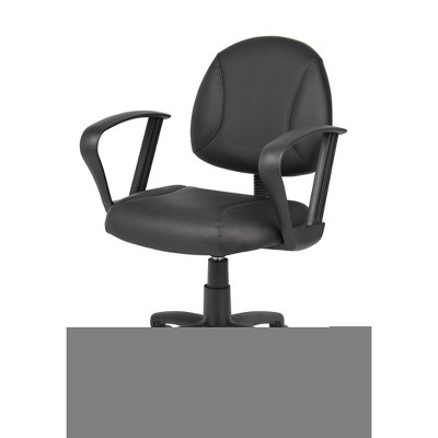 Black LeatherPlus Ergonomic Task Chair with Fixed Arms