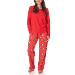 Womens Snoopy Print Cotton Family Matching Christmas Pajamas 2pc Sets, Christmas Sleepwear Women, Mother's Day Gift for Moms - PEANUTS - 1 of 4