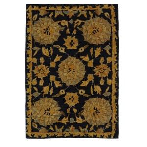 Navy Floral Tufted Accent Rug 2
