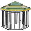 Outdoor Dog Playpen with Roof,Lockable Dog Exercise Pen for Yard,Portable Dog Kennel with Shade for Small Dogs and Pets - LAOTIES - 3 of 4