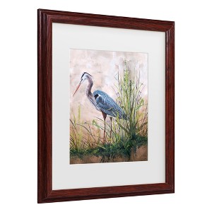 Trademark Fine Art -Jean Plout 'In The Reeds Blue Heron' Matted Framed Art - 1 of 3