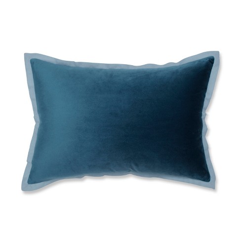 12 x20 Oversize Indoor Velvet Flange Lumbar Throw Pillow Teal Blue Pillow Perfect Polyester Zippered Feather filled Target