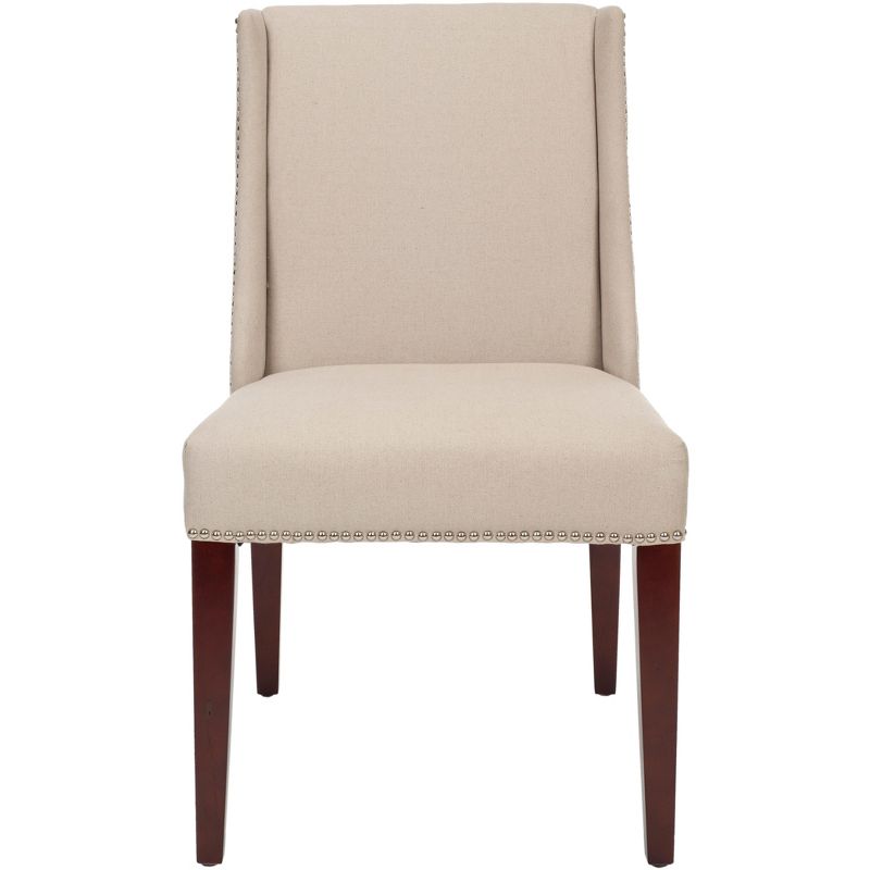 Rachel Arm Chair with Nail Heads (Set of 2) - Taupe - Safavieh., 1 of 6