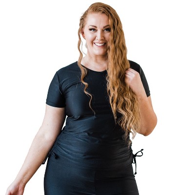 Calypsa Women's Plus Size UPF 50+ Short Sleeve Adele Swim Top