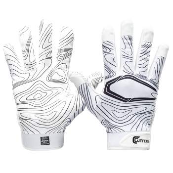 Cutters Game Day Receiver Youth Sports Gloves - White Topo