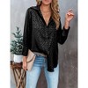 Leopard Stain Button Down Shirts for Women Roll Up Long Sleeve V Neck Casual Work Shirts - 2 of 4