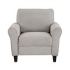 Textured Fabric Upholstered Chair with Foam Padding, Attached Cushions, Welt Trim and Exposed Wood Feet - 2 of 4