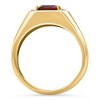 Pompeii3 Men's Yellow Gold Emerald Shape Garnet & Diamond Ring - Size 10 - 2 of 3