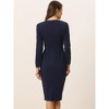 Allegra K Women's Round Neck Bracelet Sleeve Peplum High Waist Work Office Pencil Dress - 4 of 4