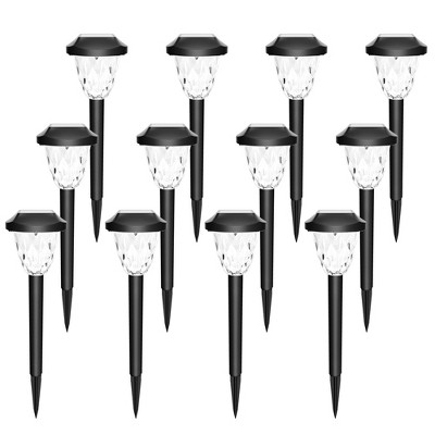 GIGALUMI 12 Pack Solar Pathway Lights, Waterproof Auto On/Off Outdoor Solar Lights for Garden, Walkway and Lawn,Warm White