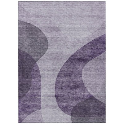 Purple Lavender And Eggplant Abstract Washable Indoor Outdoor Area Rug