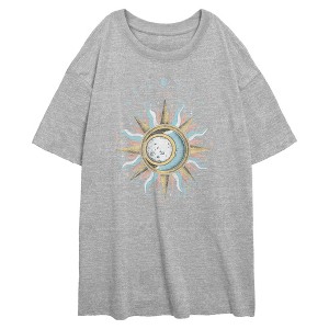 Junior's Lost Gods Retro Mystic Sun and Moon Oversized T-Shirt - 1 of 2