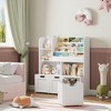 Kids Bookcase with 3 Movable Drawers & 4 Tier Bookshelf,Multifunctional Toy Organizers and Storage with 4 Storage Cubbies - 3 of 4