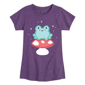 Girls' - Instant Message - Frog On Mushroom Fitted Short Sleeve Graphic T-Shirt - 1 of 4