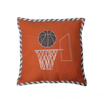 Bacati - Basketball Orange/Grey Muslin Throw Pillow