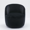 Velvet Fabric Swivel Accent Armchair Barrel Chair With Black Powder Coating Metal Ring Black - 4 of 4