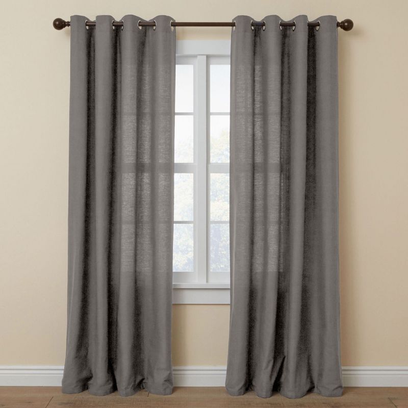 BrylaneHome Poly Cotton Canvas Grommet Panel Window Curtain Drape, 1 of 2
