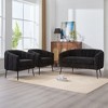 3-Piece Chenille Living Room Furniture Set ¨C Channel Tufted Loveseat & 2 Accent Chairs with Metal Legs, Mid-Century Modern Sofa Set - 2 of 4