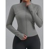 Women's Long Sleeve Zip Up Crop Top Slim Fit Workout Jacket with Thumb Holes - 2 of 4