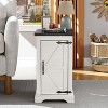 Farmhouse Nightstand with Charging Station & Barn Door & Adjustable Shelf, Rustic Sofa Side Table for Living Room, Bedroom - 2 of 4