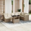 vidaXL 9 Piece Patio Sofa Set with Cushions Beige and Cream Poly Rattan - Without Storage - 2 of 4