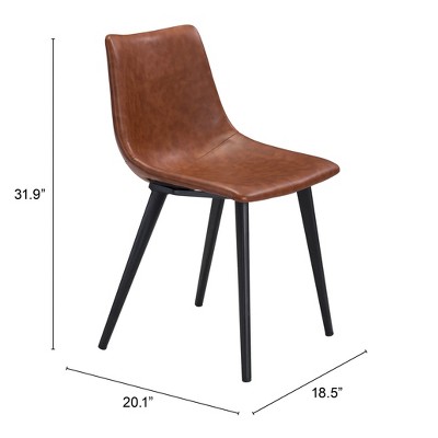 Vintage Brown Faux Leather Upholstered Dining Side Chair Set