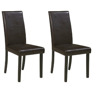 Signature Design by Ashley Kimonte Modern Faux Leather Upholstered Armless Dining Chair, Set of 2, Dark Brown - 1 of 4