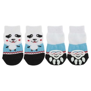 Unique Bargains Dog Cats Non-Slip Socks Panda Pattern Paw Protection and Traction Color Mixing 4 Pcs - 1 of 4