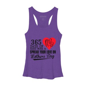 Women's Design By Humans Mother's Day 365 Days of Hard Work and Love By kuntee Racerback Tank Top - 1 of 2