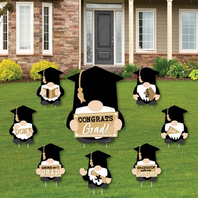 Big Dot of Happiness Grad Gnomes Outdoor Decorations - Graduation Yard Signs - Set of 8