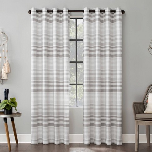 Semi Sheer Grommet Curtain Panel Gray, Target Gray Striped Curtains