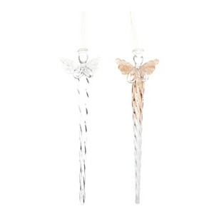 Transpac Glass Tall Angel Ornament Set of 2 Christmas Home Decorations - 1 of 1